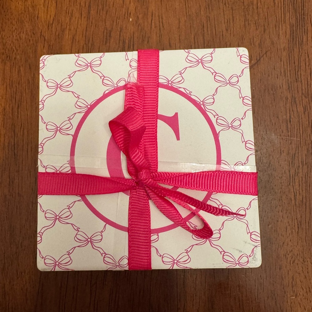 Pink Ribbon Letter “C” pink bow coasters
